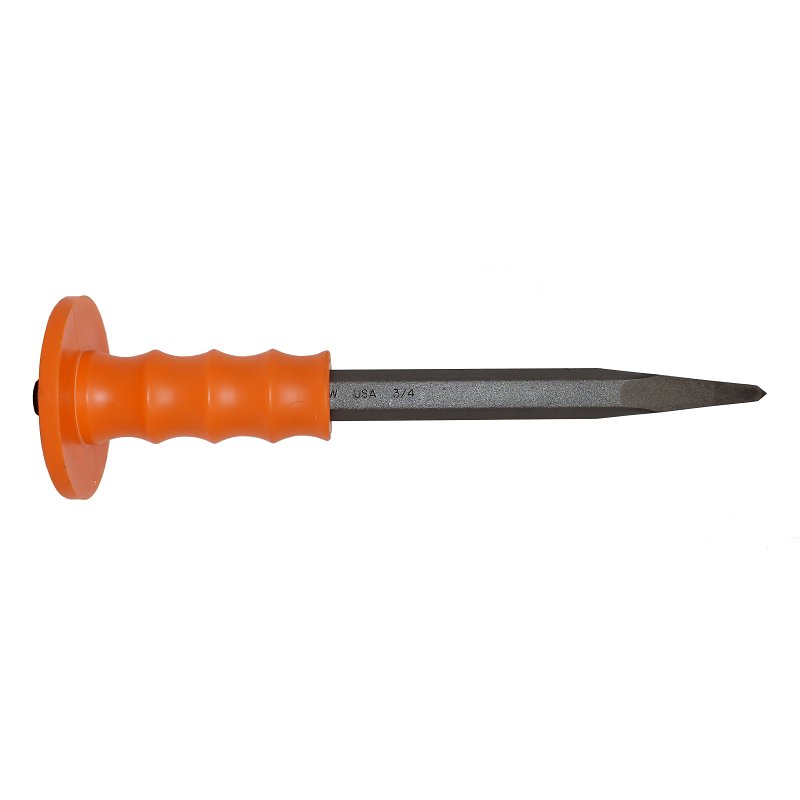 Mayhew 80205 Handguard Bull Point Chisel, 5/16 in Tip, 12 in OAL, Steel Blade