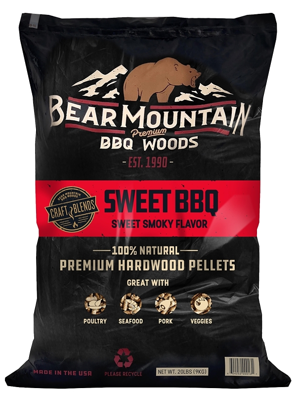 Bear Mountain Craft Blends Series FK92 BBQ Pellet, 20 lb, Bag, 20 in L, Wood