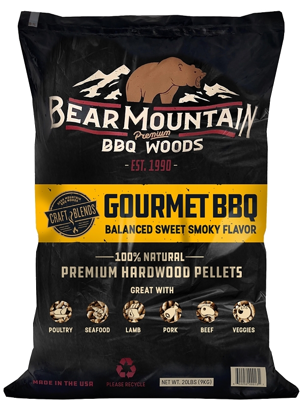 Bear Mountain Craft Blends Series FK90 BBQ Pellet, 20 lb, Bag, 20 in L, Wood
