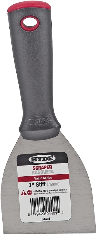 Hyde Value Series 04401 Paint Scraper, 3 in W Blade, 1-Edge Blade, HCS Blade, Polypropylene Handle, Ergonomic Handle
