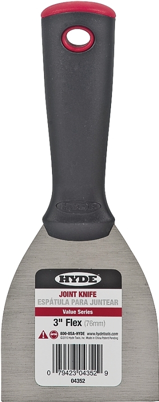 Hyde Value Series 04352 Putty Knife, 3 in W Blade, HCS Blade, Polypropylene Handle, Ergonomic Handle