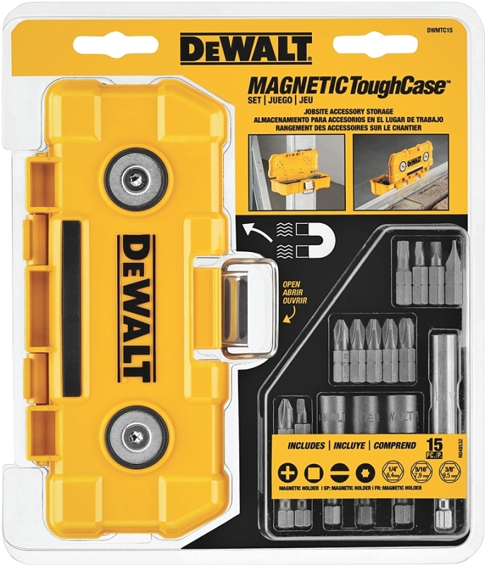 DEWALT DWMTC15 Screwdriver Bit Set, 15-Piece, Carbide, Black/Yellow