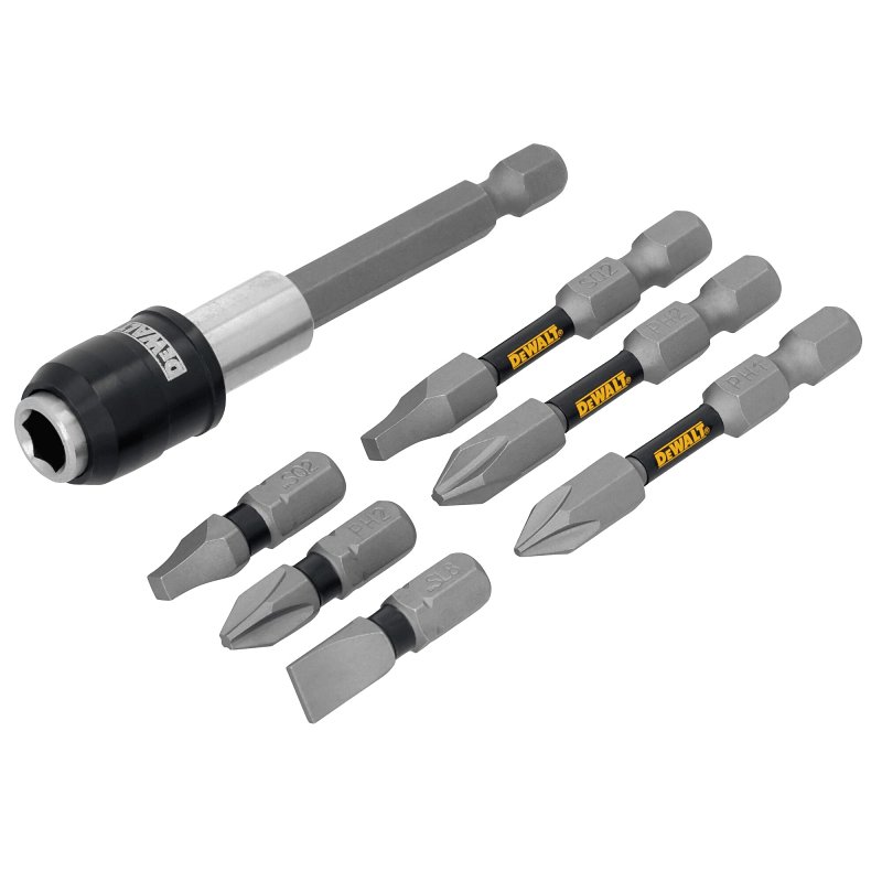 DEWALT TOUGHGRIP DWAF3HLDTG7 Locking Holder with Bit, 7-Piece, Black/Silver