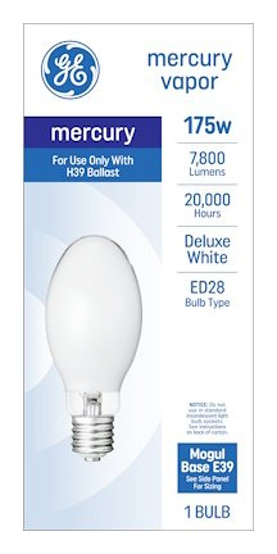 GE 30971 General-Purpose Light Bulb, 175 W, Ellipsoidal Lamp, E39 Mogul Lamp Base, 7800 Lumens, 3900 K Color Temp, Pack of 4