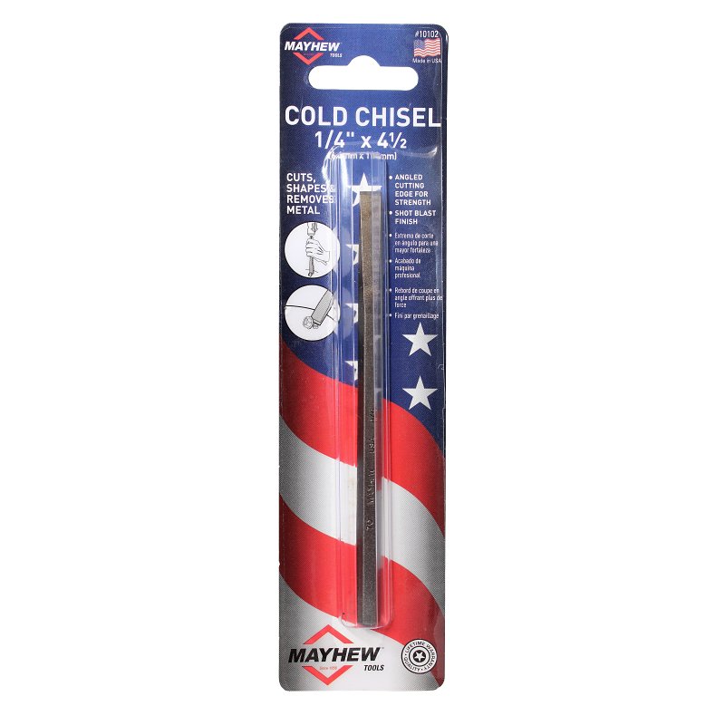 Mayhew 10102 Cold Chisel, 1/4 in Tip, 4-1/2 in OAL, Steel Blade