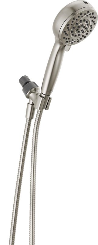 Delta 75719SN Hand Shower with Cleaning Spray, 1/2 in Connection, 1.75 gpm, 6-Spray Function, Metal, 72 in L Hose