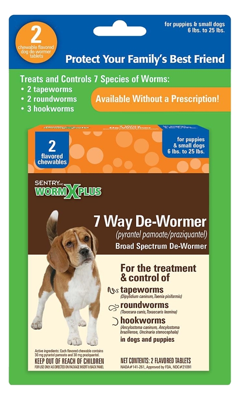 Sentry 3930 Dewormer, Tablet, Brown, Liver, 2 Count Box