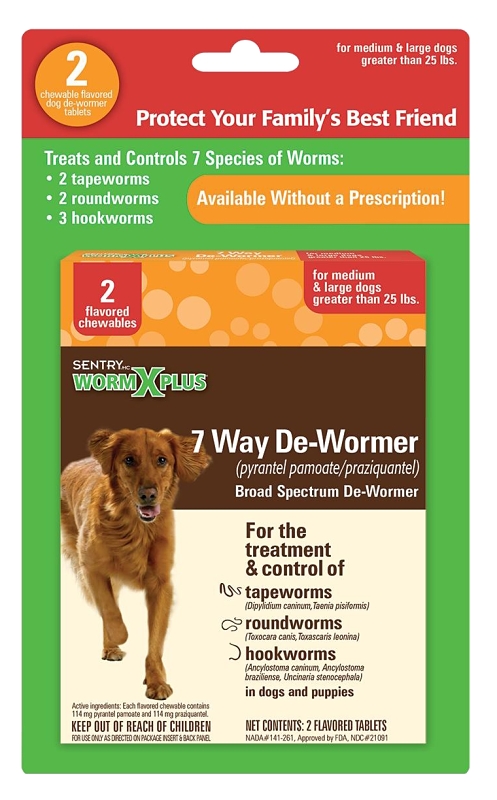 Sentry 3931 Dewormer, Tablet, Brown, Liver, 2 Count Blister