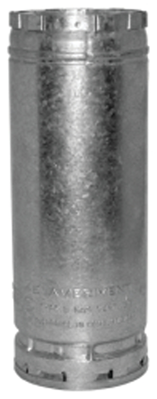 AmeriVent 6E12 Type B Gas Vent Pipe, 6-1/2 in OD, 12 in L, Aluminum/Steel, Galvanized