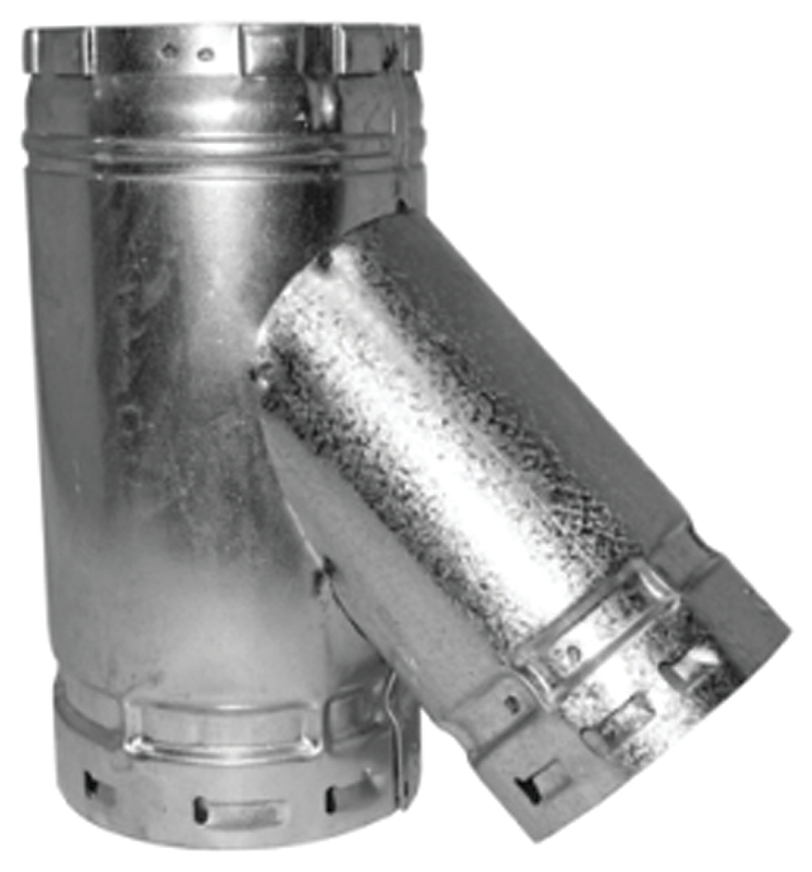 AmeriVent 4EY-3 Reduction Wye, 4-1/2 x 3-1/2 x 4-1/2 in, Aluminum/Steel, Galvanized