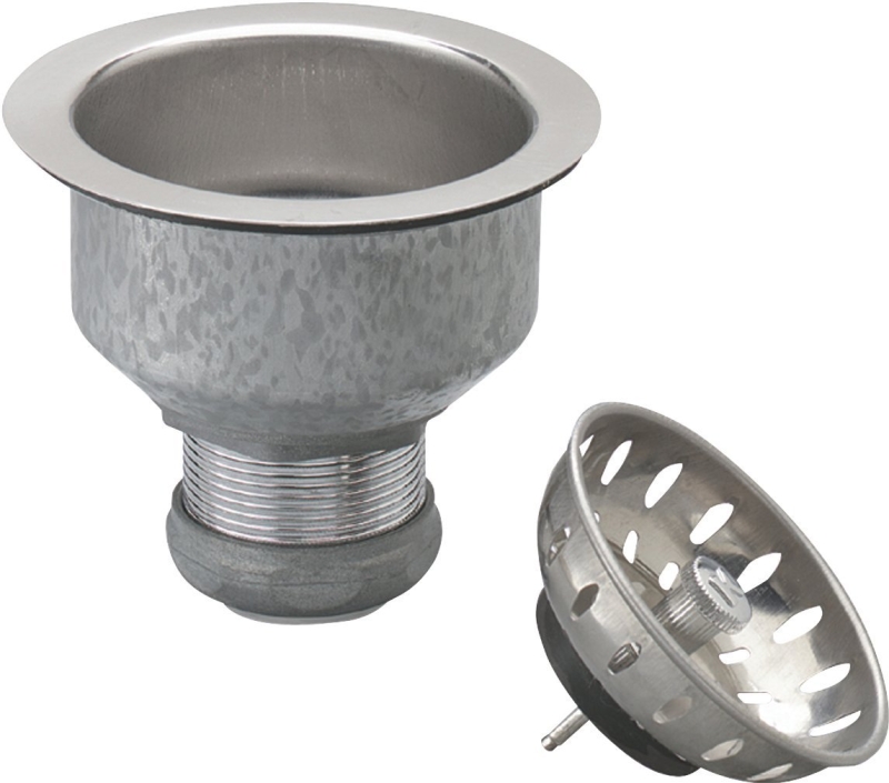 Plumb Pak PP5412 Long Shank Basket Strainer with Fixed Cup Lock, Stainless Steel