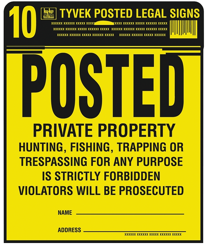 Hy-Ko PP-1 Legal Sign Kit, Square, Black Legend, Yellow Background, Tyvek, 11 in H x 11 in W Dimensions