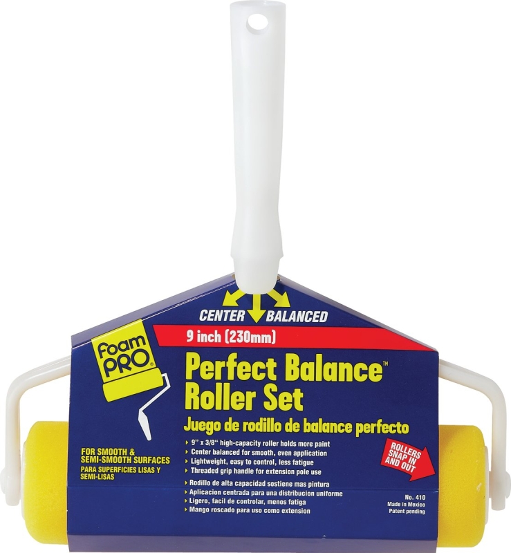 Foampro 410 Roller Set, 3/8 in Nap, Fabric/Foam Cover, Foam Roller, 9 in L Roller