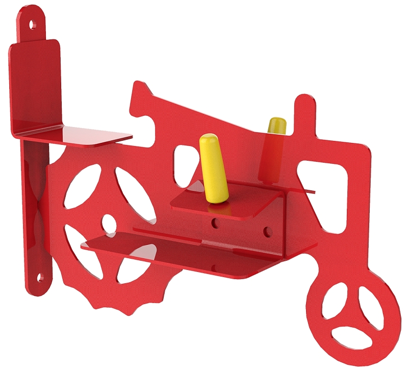 Stokes Select 38055 Corn Cob Feeder, 2 Ears of Corn, Tractor, 2-Port/Perch, Metal, Red, Powder-Coated, Post Mounting
