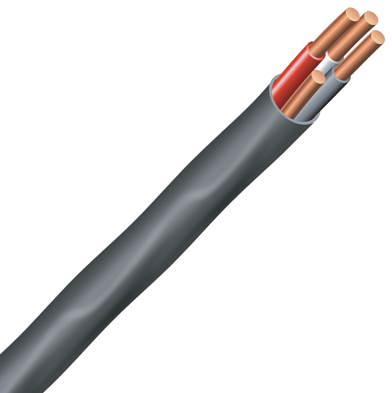 Romex 6/3NM-WGX125 Sheathed Cable, 6 AWG Wire, 3-Conductor, 125 ft L, Copper Conductor, PVC Insulation, Nylon Sheath