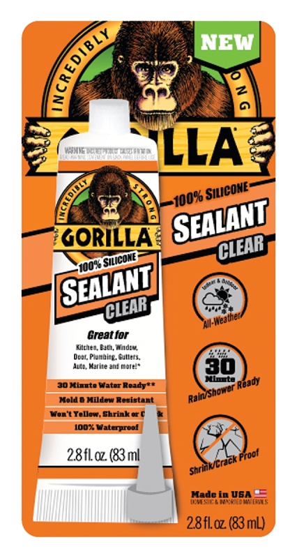 Gorilla 8090002 Sealant, Clear, -40 to 350 deg F, 2.8 oz Tube