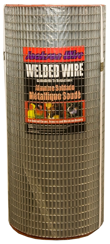 Jackson Wire 10 08 15 14 Welded Garden Fence, 10 ft L, 24 in H, 1/2 x 1 in Mesh, 16 ga Gauge, Galvanized