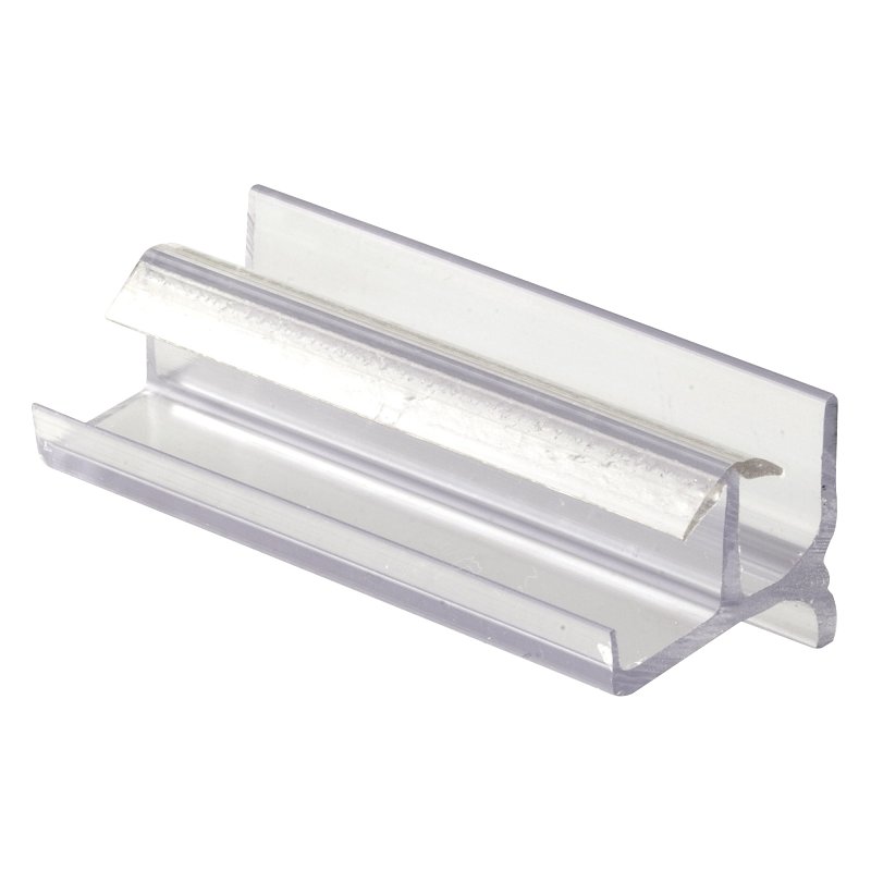 Prime-Line M 6144 Tub Enclosure Bottom Guide, Frameless, Snap-In, Vinyl, Clear, For: Frameless Glass Shower Doors