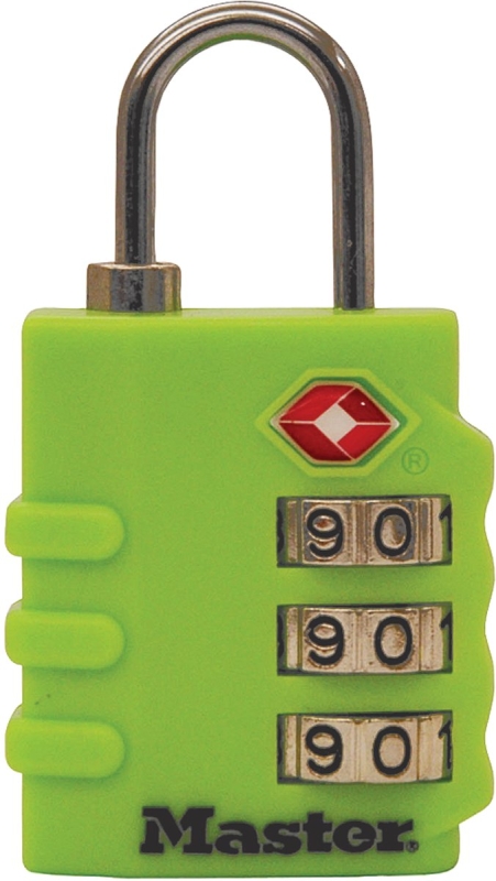 Master Lock 4684T Luggage Lock, Keyless/Non-Keyed Key, 1/8 in Dia Shackle, 3/4 in H Shackle, Steel Shackle, Brass Body