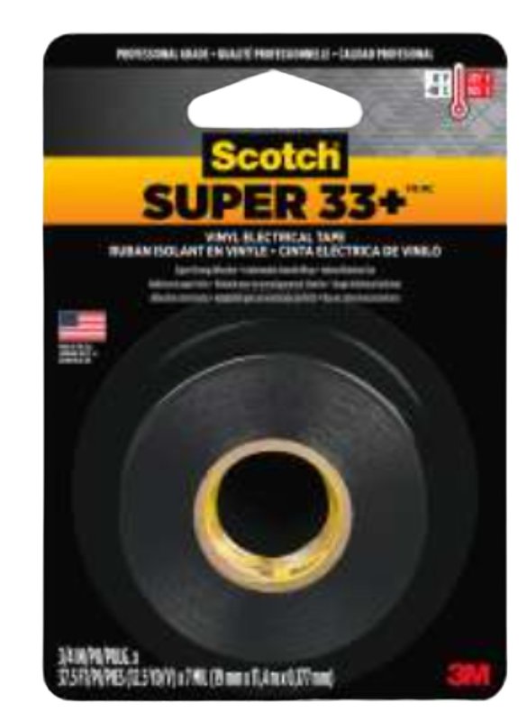 Scotch 200 Electrical Tape, 450 in L, 3/4 in W, PVC Backing, Black