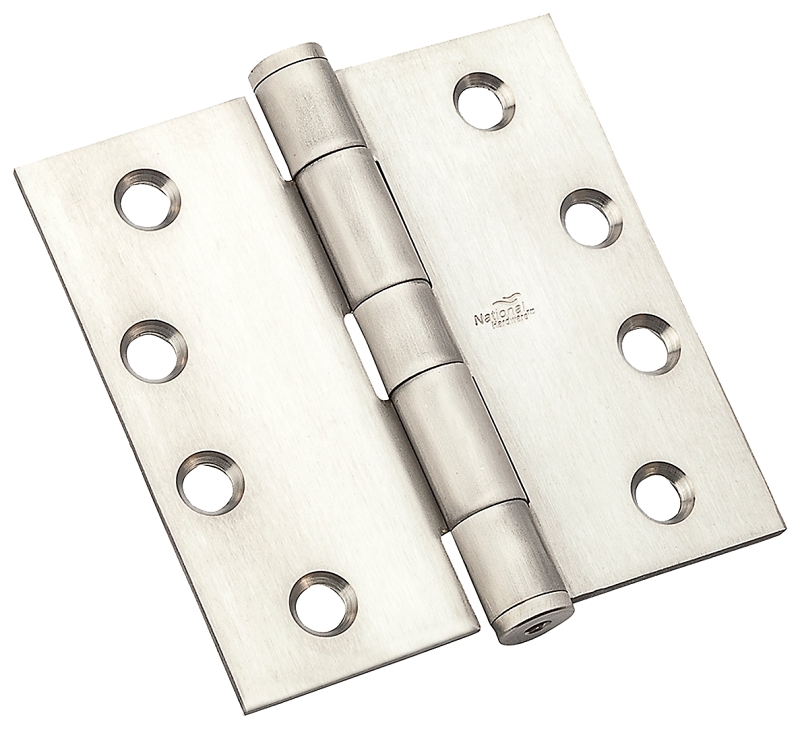 National Hardware N236-150 Standard Weight Template Hinge, 4 in H Frame Leaf, Steel, Satin Stainless Steel, 85 lb