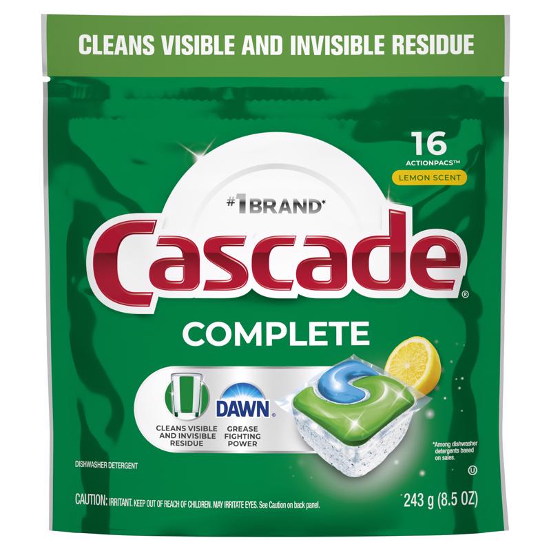 Cascade Complete Lemon Scent Pods Dishwasher Detergent 85 oz 16 pk Pack of 5