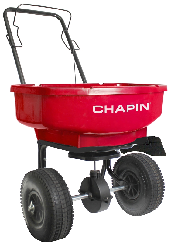 Chapin 81000A Residential Turf Spreader, 80 lb Capacity, Steel Frame, Polyester Hopper, Pneumatic Wheel