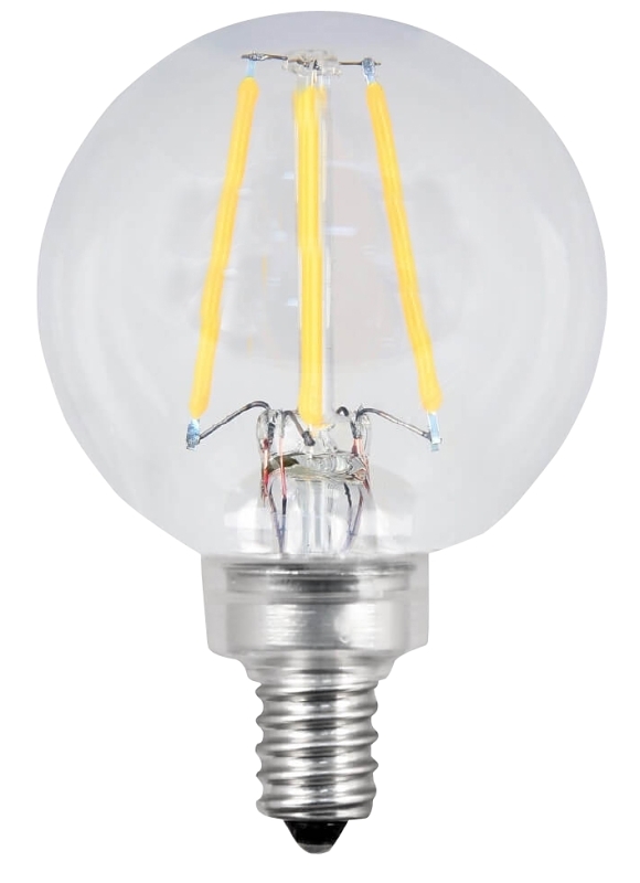 Feit Electric BPG1660/927CA/FIL/2 Filament LED Bulb, Globe, G16-1/2 Lamp, 60 W Equivalent, E12 Candelabra Lamp Base