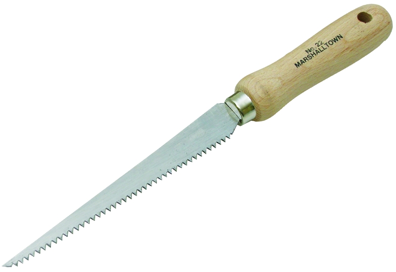 Marshalltown 22 Drywall Utility Saw, 6 in L Blade, HCS Blade, 8 TPI, Semi-Contour Handle, Hardwood Handle