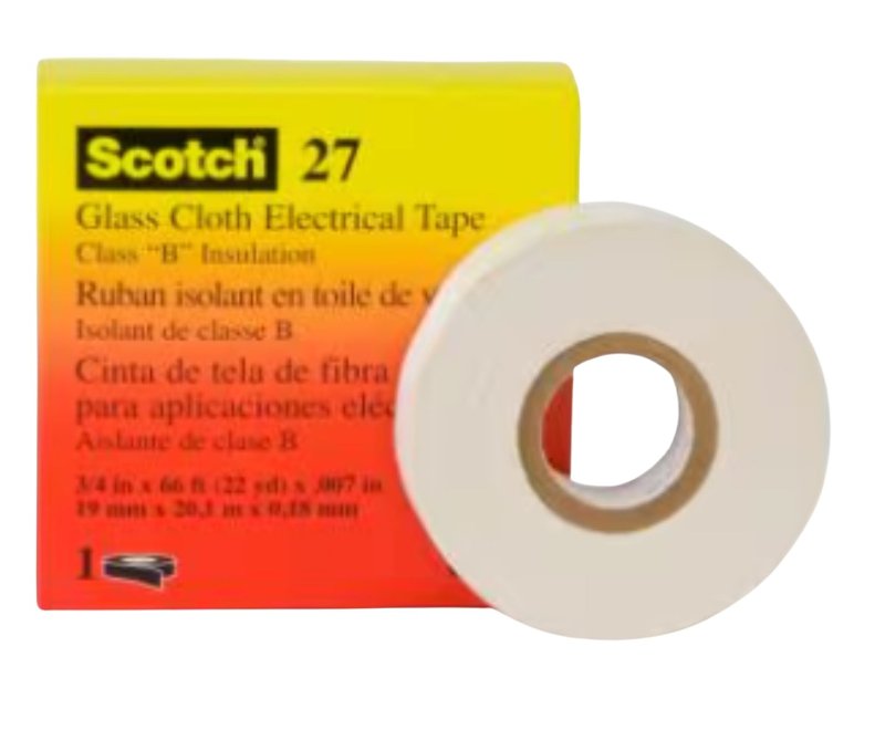 Scotch 27 Electrical Tape, 66 ft L, 1/2 in W, Cloth Backing, White