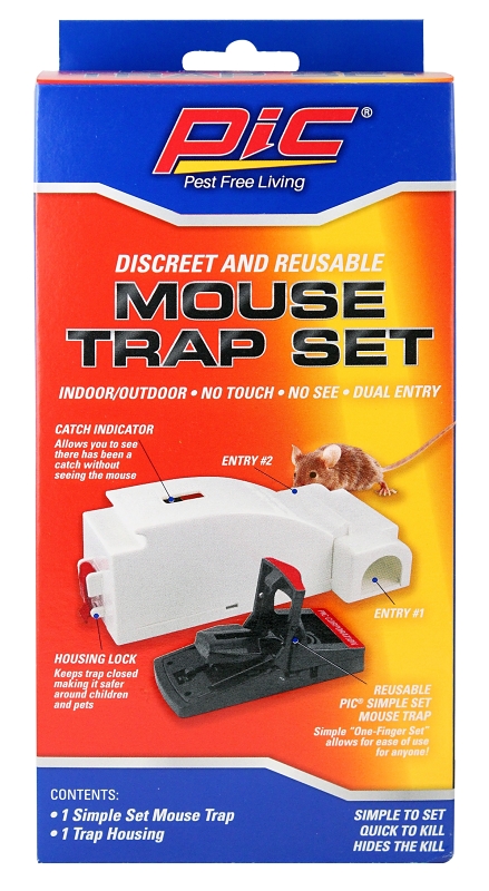 PIC MTK Mouse Trap Set, 8 in L, 4.2 in W, 2.9 in H, Housing Lock Locking
