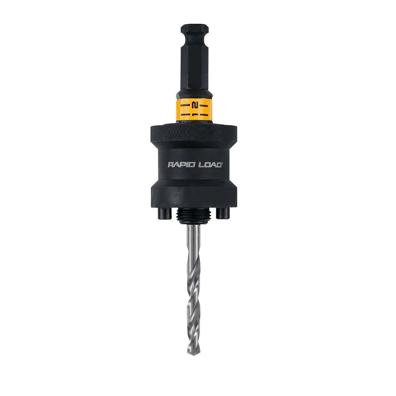 DEWALT Rapid-Load DAH9912PBM Hole Saw Arbor, 1/2 in Shank, 1-1/4 to 6 in Dia Bit, Hex Shank