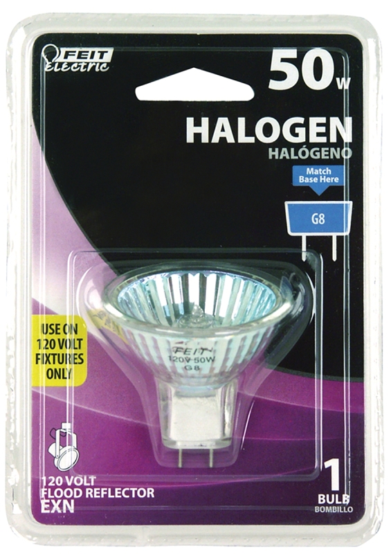 Feit Electric BPEXN 120 Halogen Bulb 50 W G8 Lamp Base MR16 Lamp 3000 K Color Temp 3000 hr Average Life Pack of 6 VORG6048292 BPEXN 120