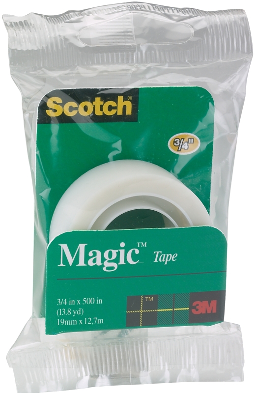 Scotch Magic 205 Clear Office Tape, 500 in L, 3/4 in W, Polypropylene Backing