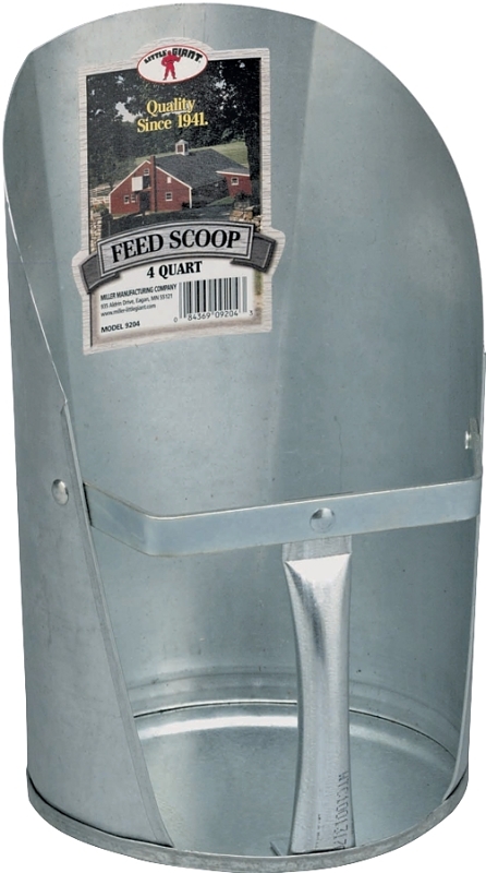 Little Giant 9204 Feed Scoop, 4 qt Capacity, Steel, Galvanized, 6-3/4 in L