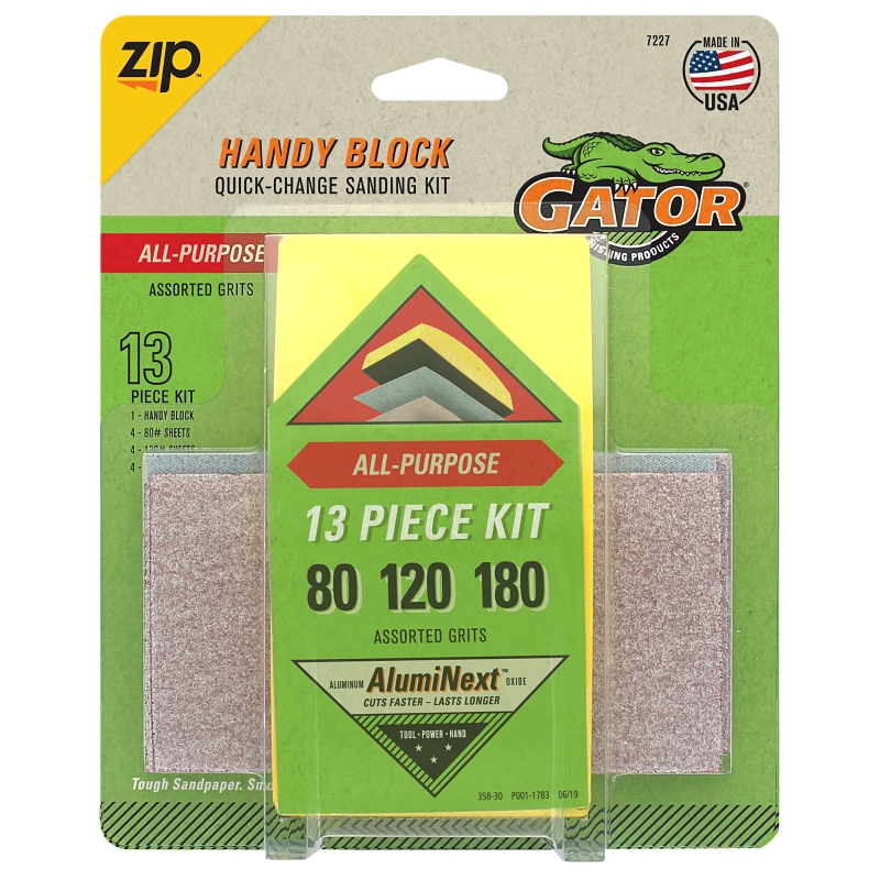 Gator 7227 Interior Paint Sanding Kit, 2-5/8 in L, 1-1/2 in W, 80, 120, 180 Grit, Coarse, Fine, Medium