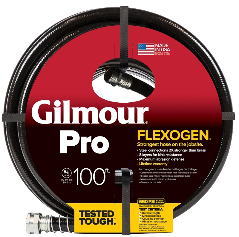 Gilmour 865001-1001 Garden Hose, 5/8 in, 100 ft L, PVC, Black