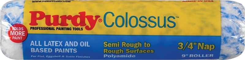 Purdy Colossus 144630094 Roller Cover, 3/4 in Thick Nap, 9 in L, Polyamide Cover