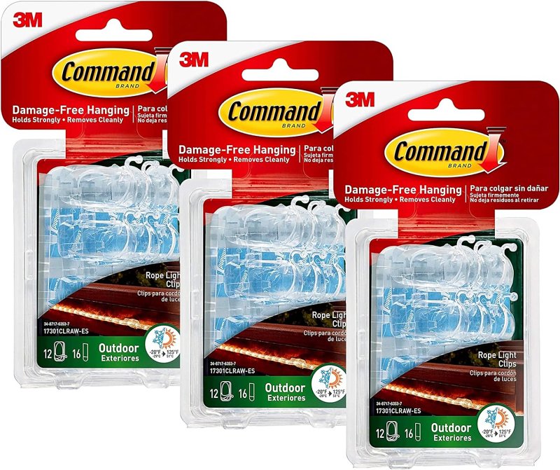 Command 17301CLRAW-ES Rope Light Clip, Plastic, Clear