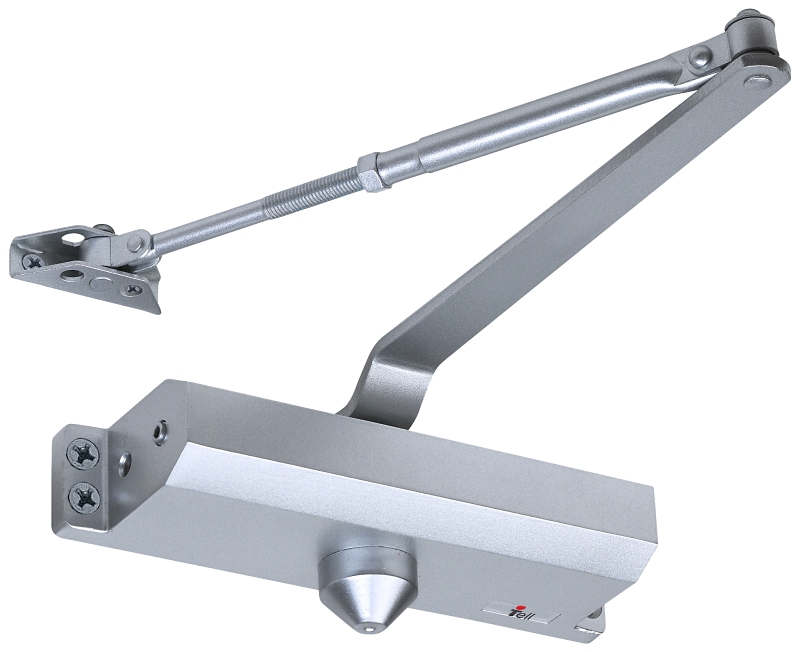 Tell Manufacturing 500 Series DC100137 Door Closer, Surface Applied Door Opening, Aluminum, Silver