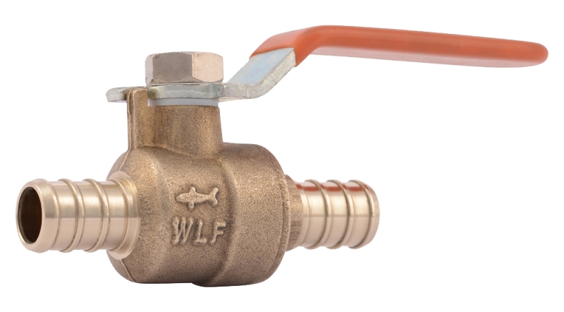 SharkBite 22461LFA Ball Valve, 1/2 in Connection, Barbed x Barbed, 200 psi Pressure, DZR Brass Body
