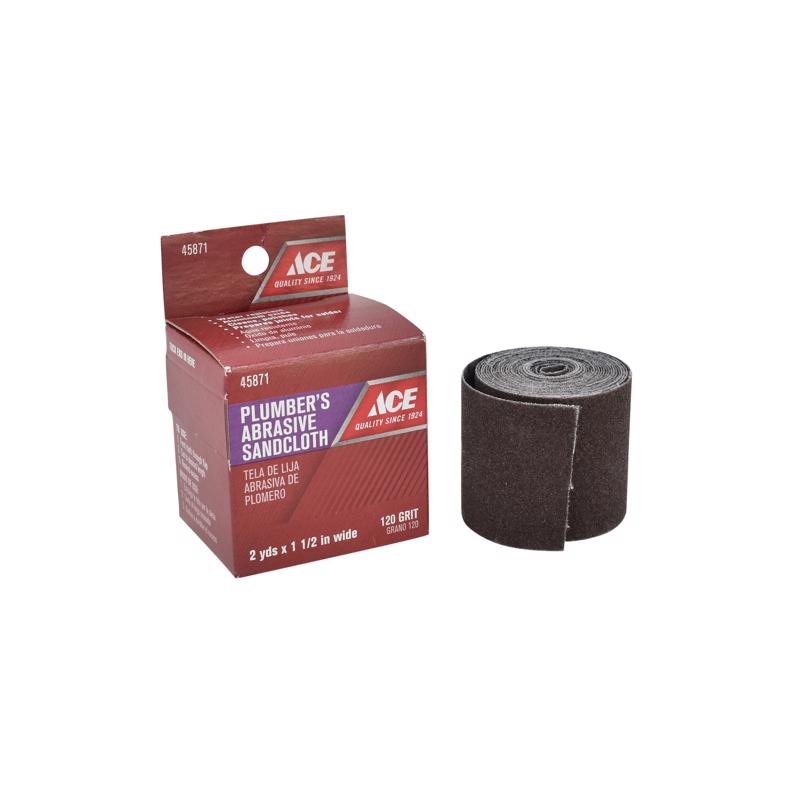Ace 2 yd L X 1-1/2 in. W 120 Grit Aluminum Oxide Sanding Cloth 12 pk, Pack of 12
