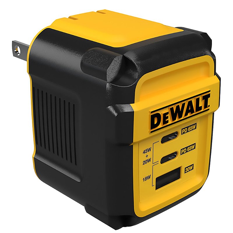 DEWALT 131 0869 DW2 3-Port GaN Wall Charger, Black/Yellow