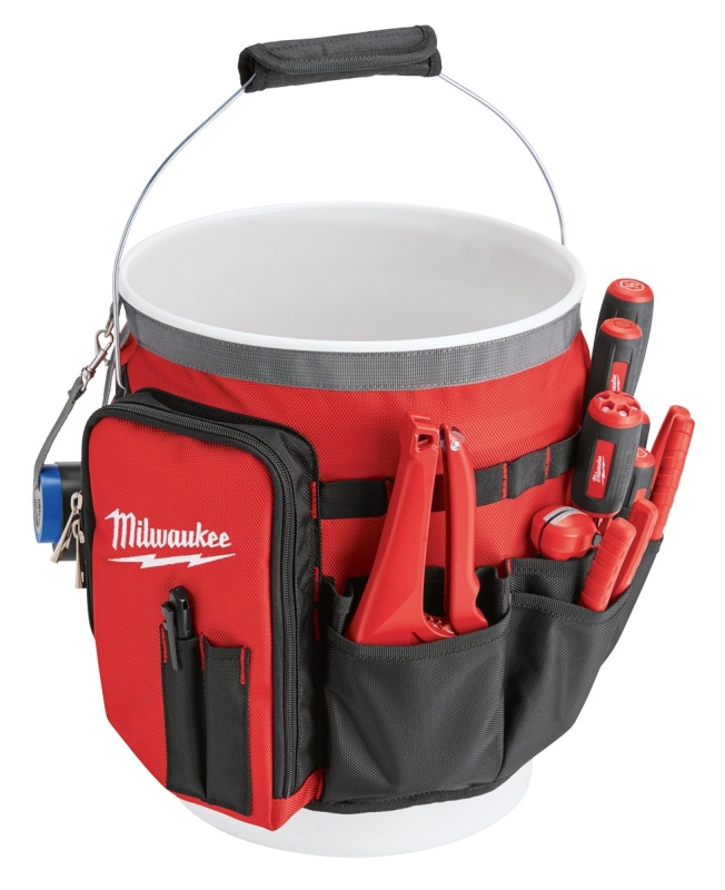 Milwaukee 48-22-8175 Bucket Organizer Wrap, 2.17 in W, 10.04 in D, 13.39 in H, 34-Pocket, 1680D Ballistic Nylon, Red