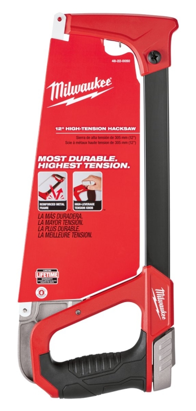 Milwaukee 48-22-0050 Hacksaw, 12 in L Blade, 24 TPI, Bi-Metal Blade, 6 in D Throat, Metal Frame, D-Grip Handle