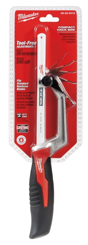 Milwaukee 48 22 0012 Compact Hacksaw 10 in L Blade 14 TPI Comfort Grip Handle Rubber Handle VORG1384692 48 22 0012