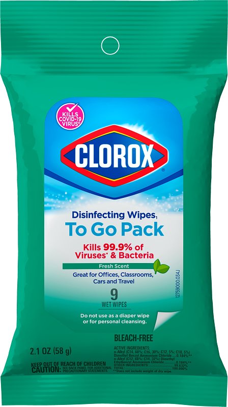 Clorox 1665 Disinfecting Wipes 8 in L 7 in W Fresh 1Ply Pack of 24
