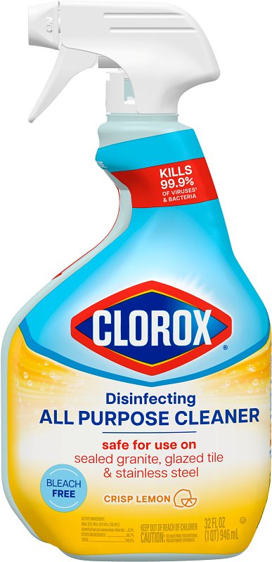 Clorox 60044 Disinfecting AllPurpose Cleaner 32 oz Crisp Lemon Clorox 60044 Disinfecting AllPurpose Cleaner 32 oz Crisp Lemon