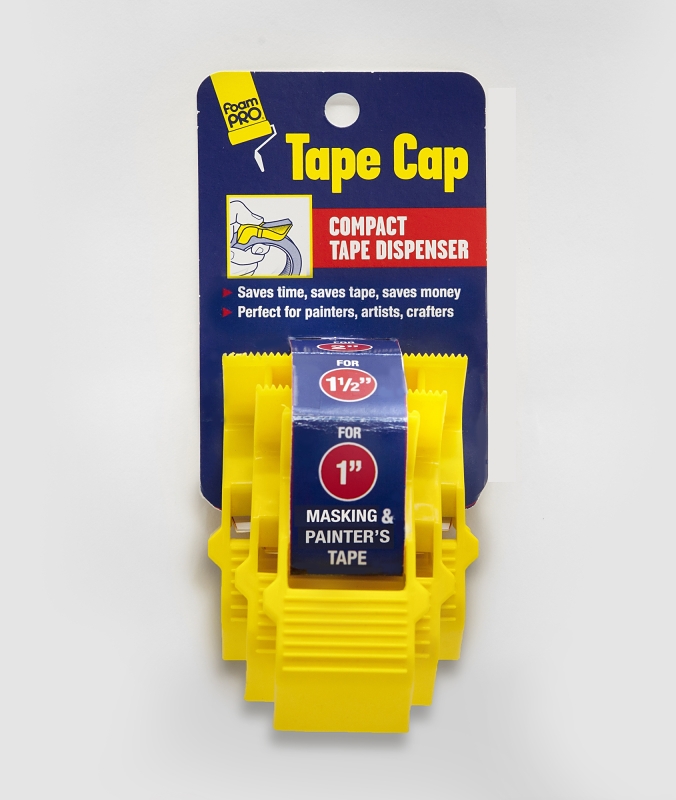 Foampro Tape Cap 149 Tape Dispenser Pack, 2 in Max Tape W, Plastic, Yellow