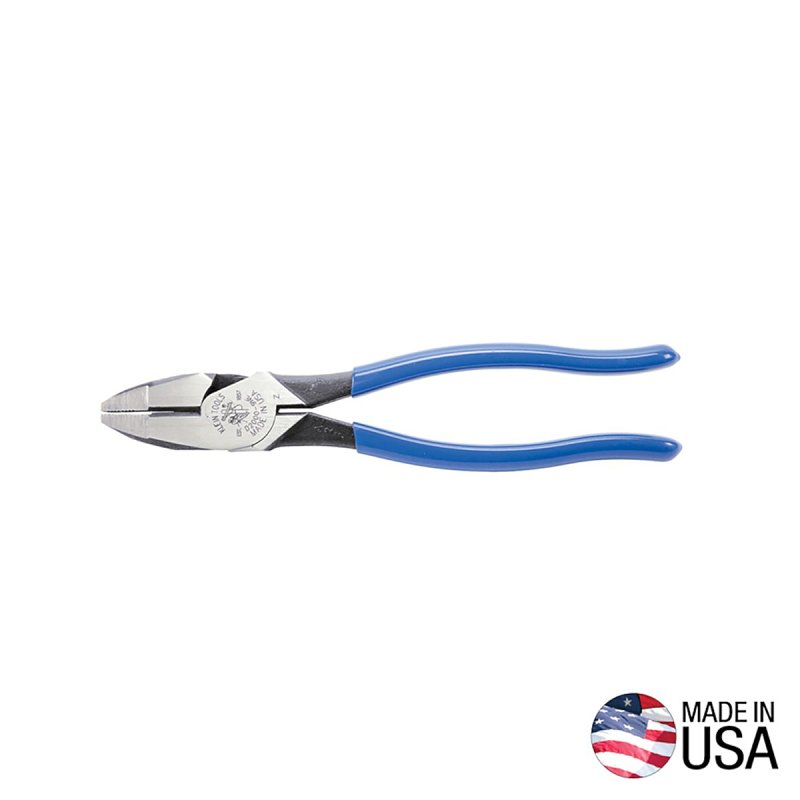 Klein Tools D2000-9NE Lineman's Plier, 9-3/8 in OAL, 1.38 in Jaw Opening, Light Blue Handle, 1-1/4 in W Jaw